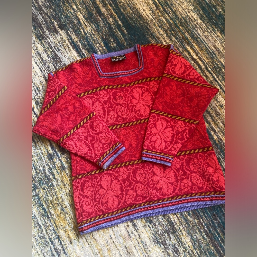 OLEANA The Norwegian Story 100% Wool Square-neck pullover sweater Women’s Sz S